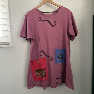 Bluefish‎ One Size Tunic T-Shirt Orchid Oversized Organic Cotton Artsy Lagen